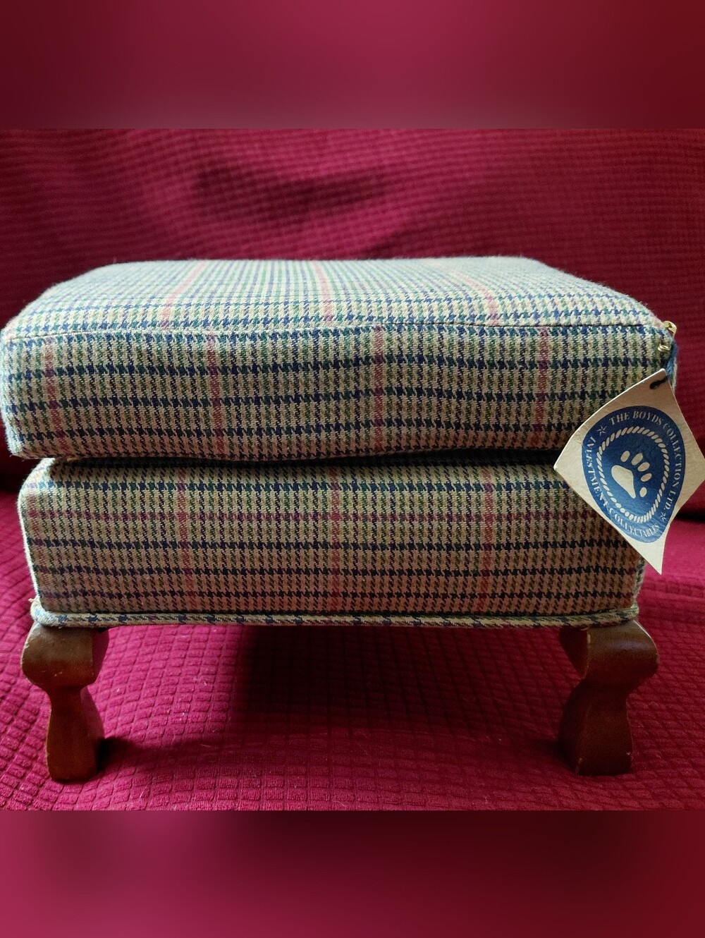 The Boyds Collection 8"×6"Vintage Plaid Footstool/Ottoman